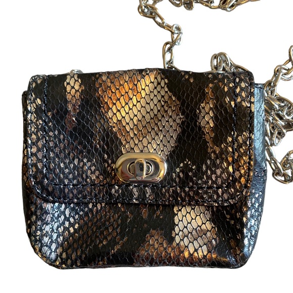Banana Republic Handbags - ⭐️ BANANA REPUBLIC Snakeskin Metallic Mini Crossbody Chain Strap